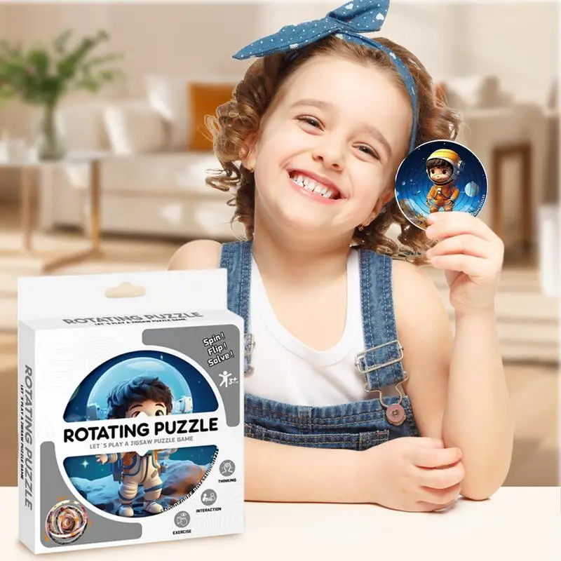 Rompecabezas giratorio, juego educativo de rompecabezas con patrón de dibujos animados, juego de rompecabezas educativo para niños y niñas, rompecabezas divertido