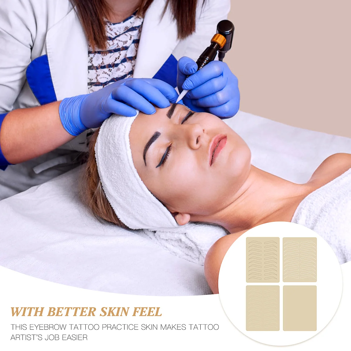 4 أوراق لممارسة الوشم، ملمس واقعي للبشرة، ملمس اصطناعي للتدريب على التظليل الدقيق #4