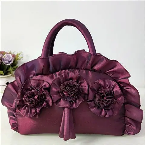 JIAERDI Gothic Purple Y2k Hand Bag Women New Dark Lolita Soft Chic Handle Purse Female Vintage Flower Cute Mini Bag Bolso Mujer