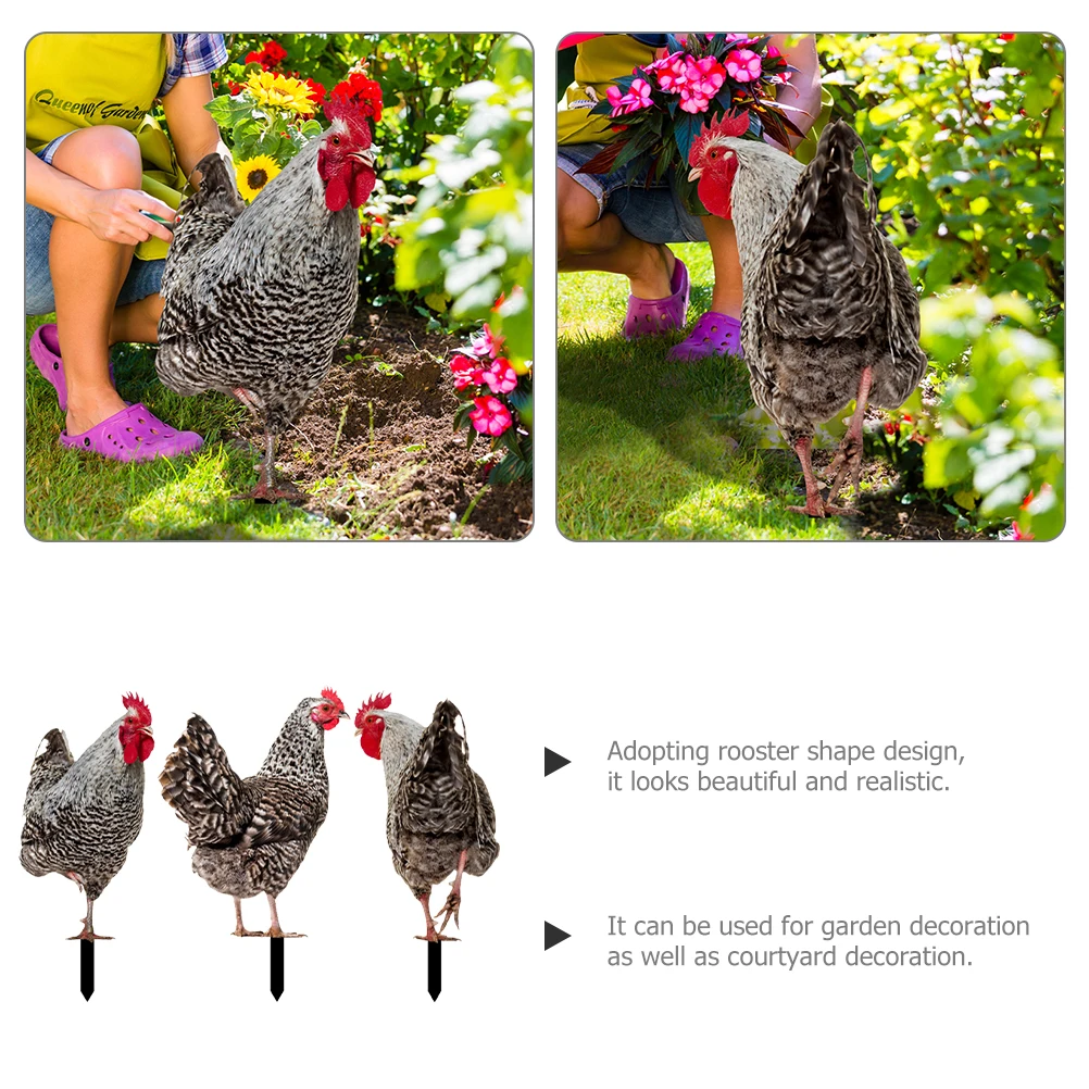 

3pcs Chicken Stake Garden Decor Outdoor Ornaments Farm Yard Sculpture Durable Acrylic Material Easy Installation Lawn