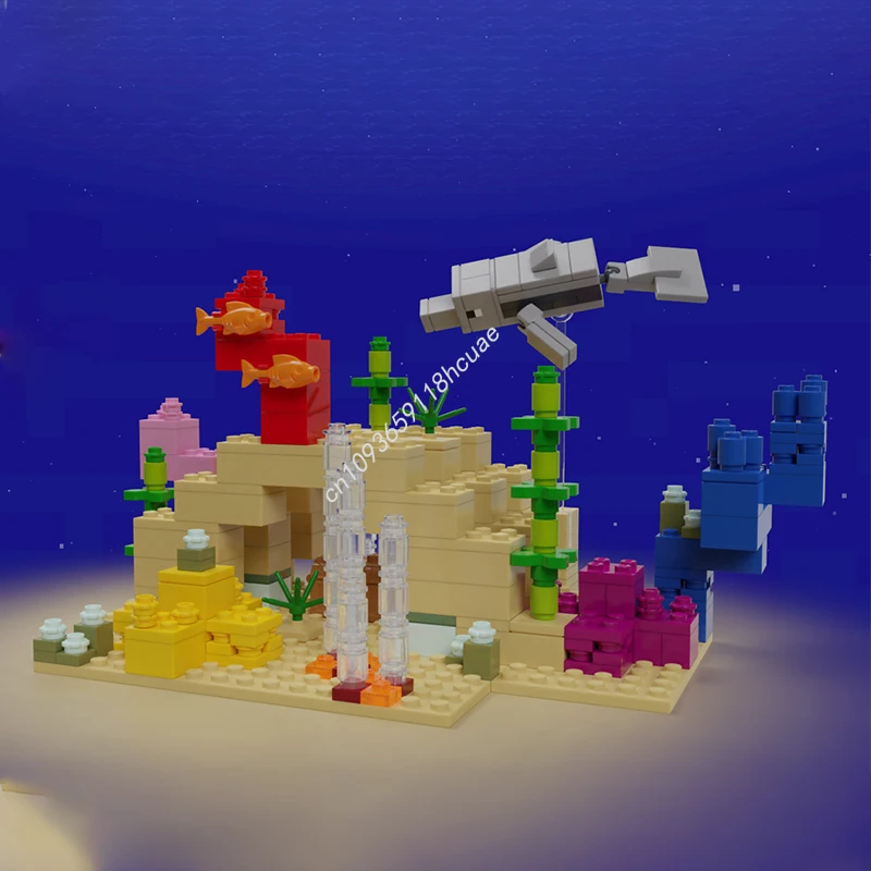 343 個 MOC サンゴ礁ピクセルワールドモデルビルディングブロック建築子供のアイデアクリエイティブおもちゃ誕生日レンガクリスマスギフト