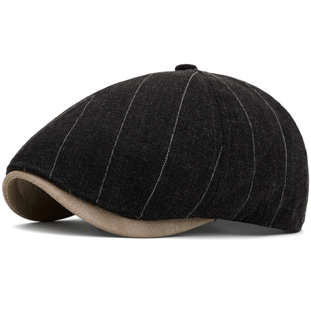 

HT5034 Beret Cap Spring Autumn Winter Hat Men Women Vintage Striped Artist Beret Hat Male Female Flat Cap Octagonal Mens Berets