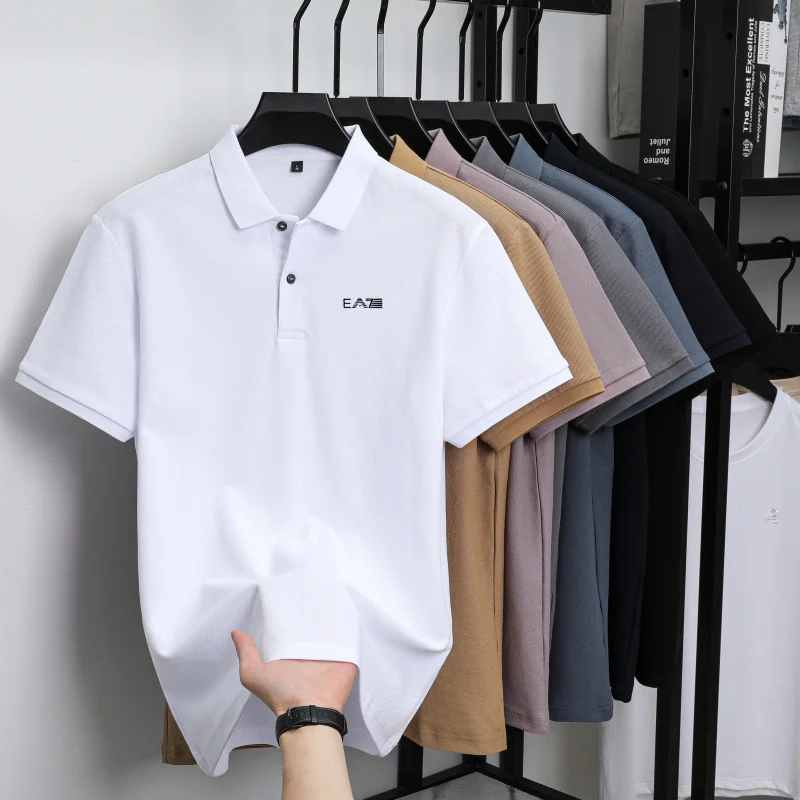 2026polo shirt short sleeved letter printed men's summer top made of 100% pure cotton, comfortable, breathable and casual image 6