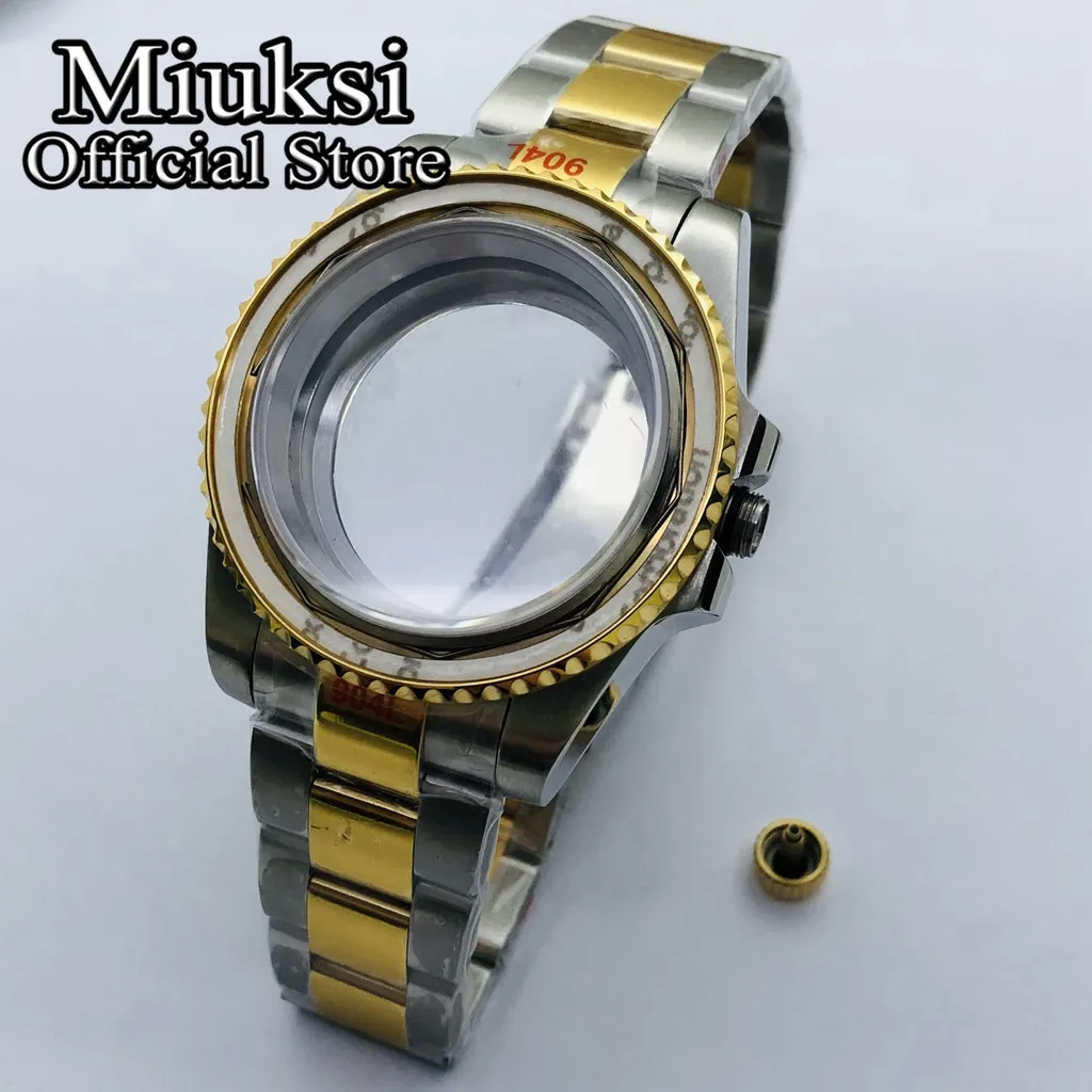 Miuksi 40mm sterile watch case sapphire glass fit NH35 NH36 NH34 ETA2824 2836 Miyota8215 Mingzhu DG2813 3804 PT5000 movement