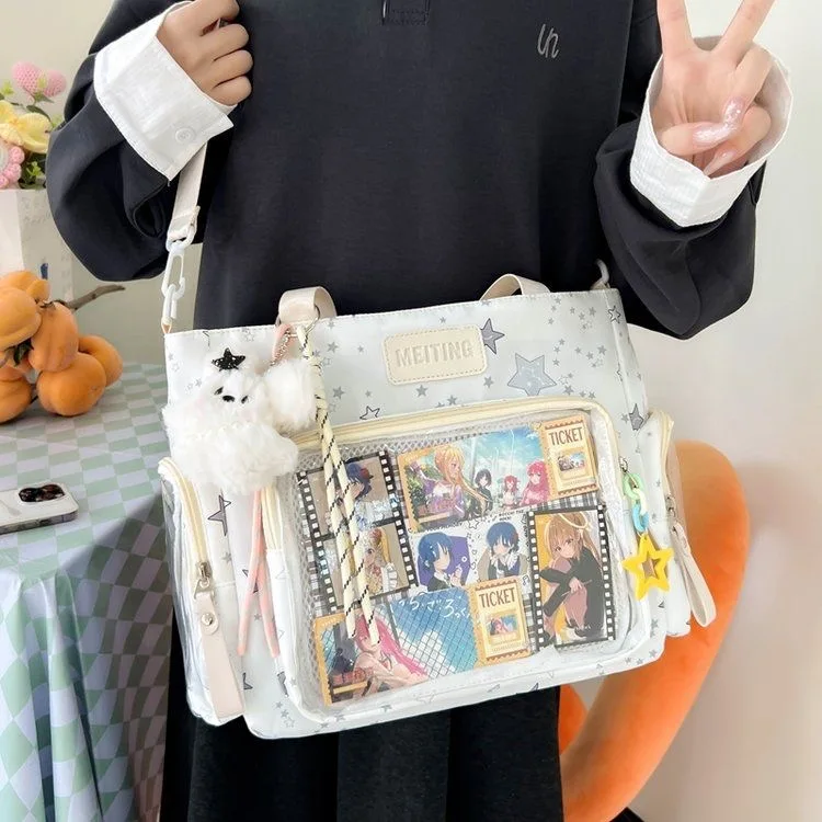 Neue Y2K süße japanische Ita Tasche Lolita Mädchen transparente Schultertasche große Kapazität Umhängetasche Casual Bag DIY Display Handtaschen