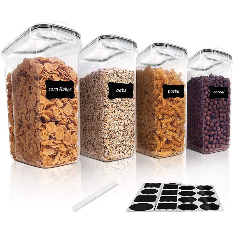 4Pcs Cereal Storage Container Set, PP Airtight Food Storage Containers 2.5L for Cereal, Snacks and Sugar