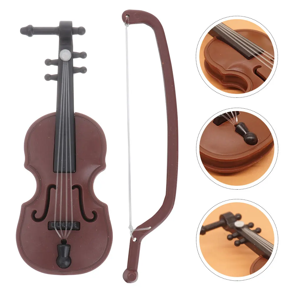 

10 set Delicate Mini Violin Adornments Resin Desktop Decor Photo Prop Musical Instrument Smooth Surface Easy Clean Retro Design