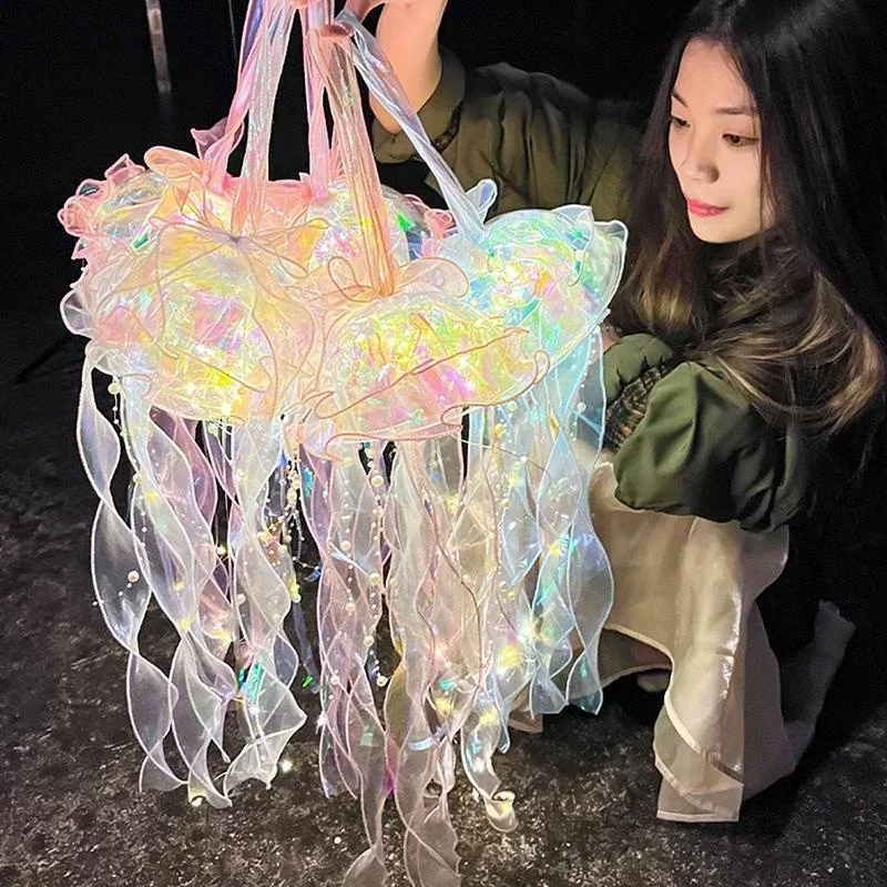 Fashion Jellyfish Lamp Portable Flower Lamp Girl Room Atmosphere Decoration Lamp Bedroom Night Lamp Home Decoration