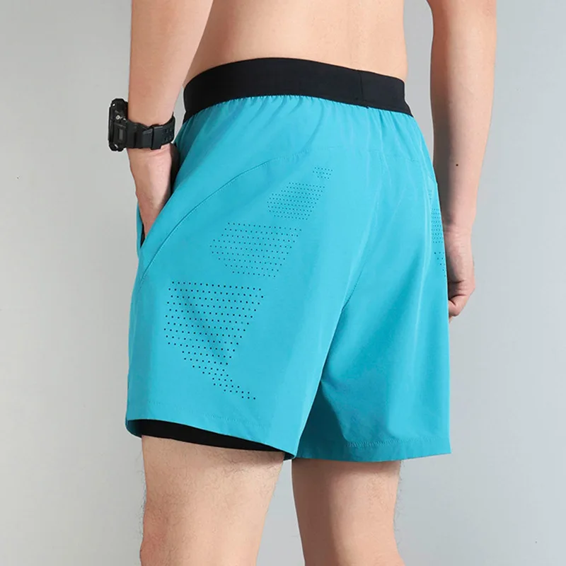 Summer Sale Favorite Blue Lightweight Men's Gym Shorts High Waist Running Shorts Breathable Mesh Quick Dry Sporty Shorts Man