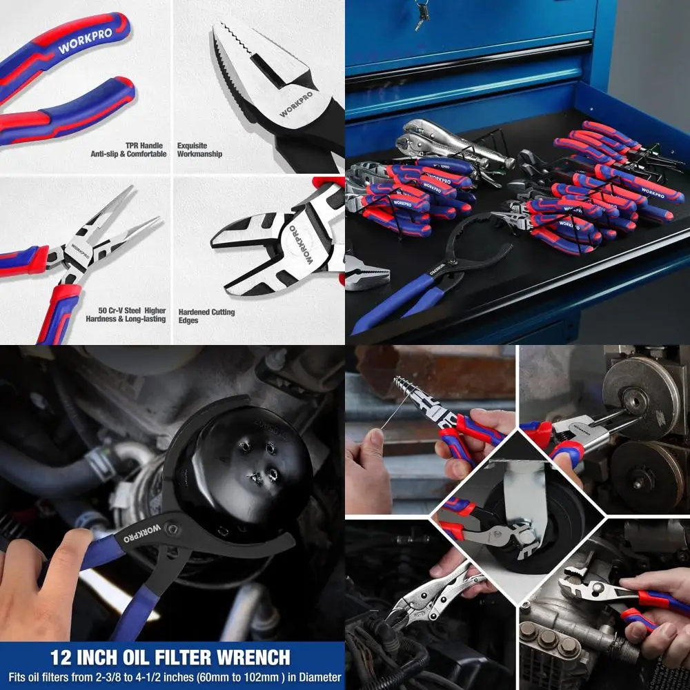 

Набор плоскогубцев, полный ассортимент плоскогубцев из 20 предметов с подставкой-органайзером для плоскогубцев, отлично подходит для ящика для ящика для инструментов или судна для инструментов, I