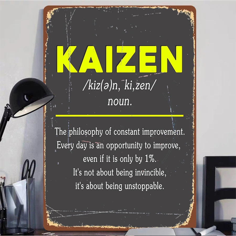 Kaizen Philosophy Metal Wall Art Inspirational Office Decor Motivational Business Improvement Poster
