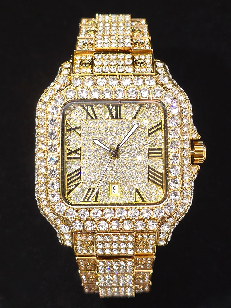 Men's Hip Hop Quartz Watch Fashion Iced out Diamond Men Watch