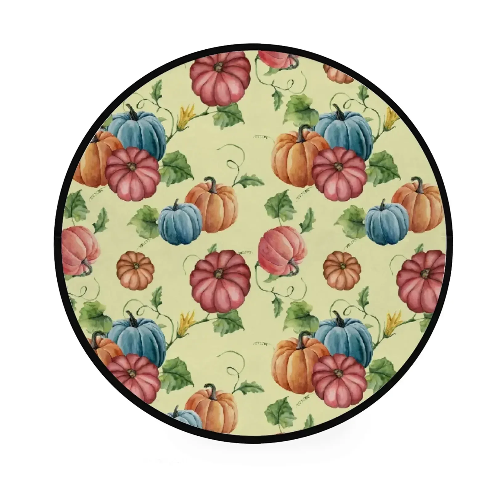 

Осенний круглый ковер с тыквой и кленовыми листьями — уютный осенний нескользящий декор для спальни, гостиной или ванной