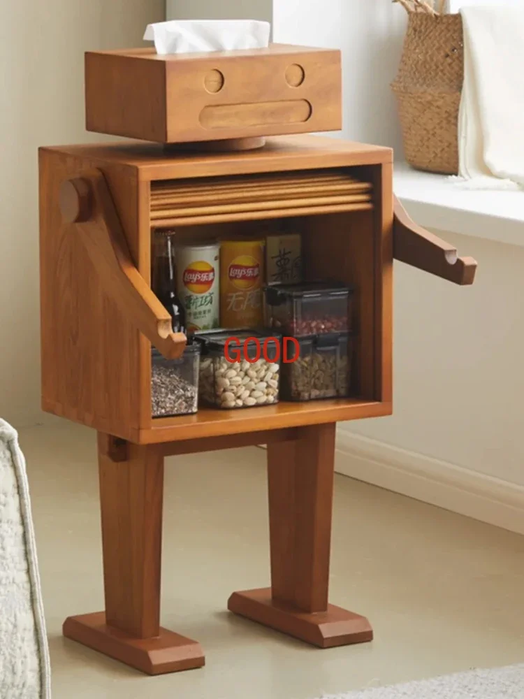 مخصص روبوت خزانة جانبية خزانة مشروبات تخزين الرجعية الإبداعية السرير استخدام الجانب تخزين الطفل تخزين الخشب الصلب