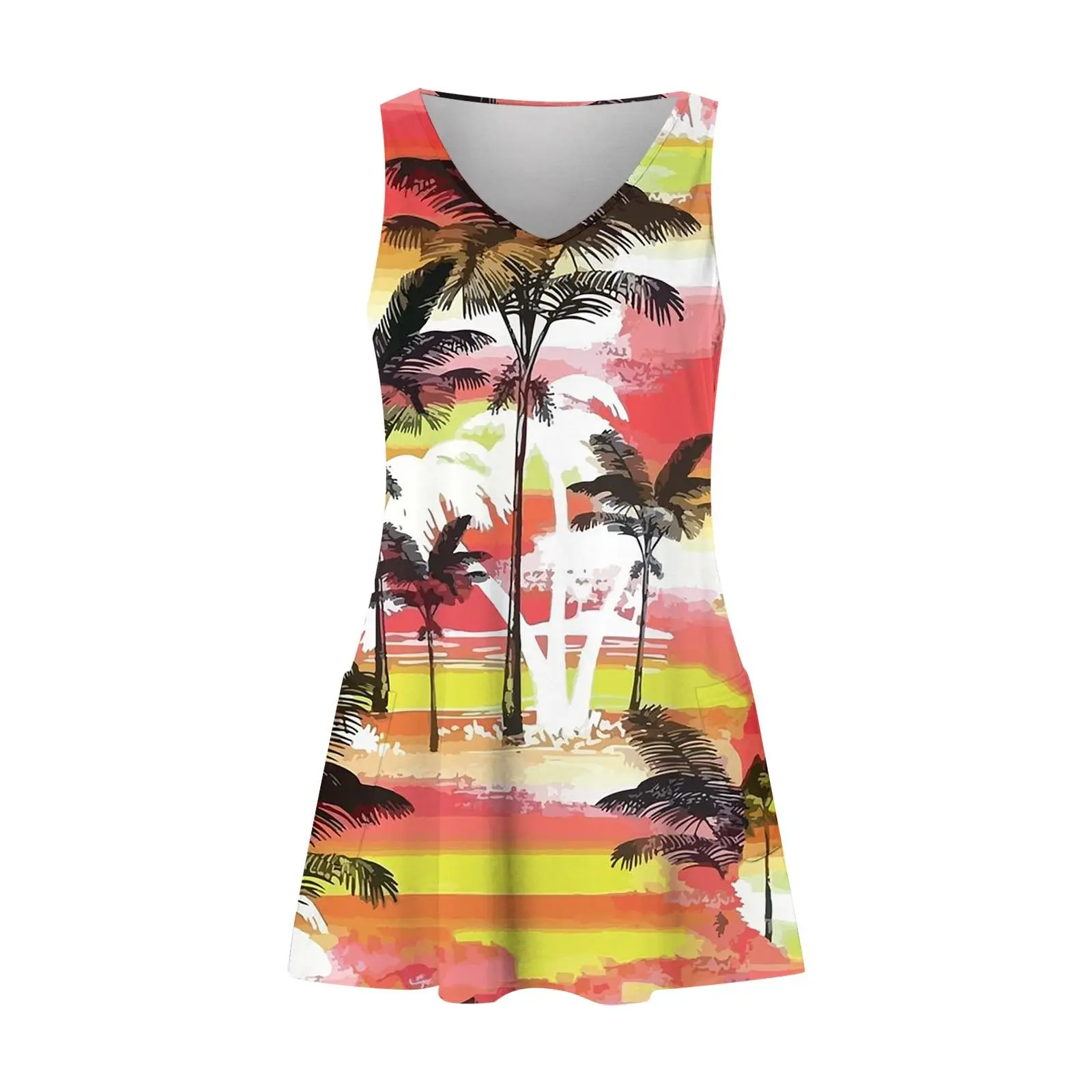 Beautiful trend Travel beach dress Casual fashion Festival dress New trend Bohemian V-neck vest small fresh dress Party shopping