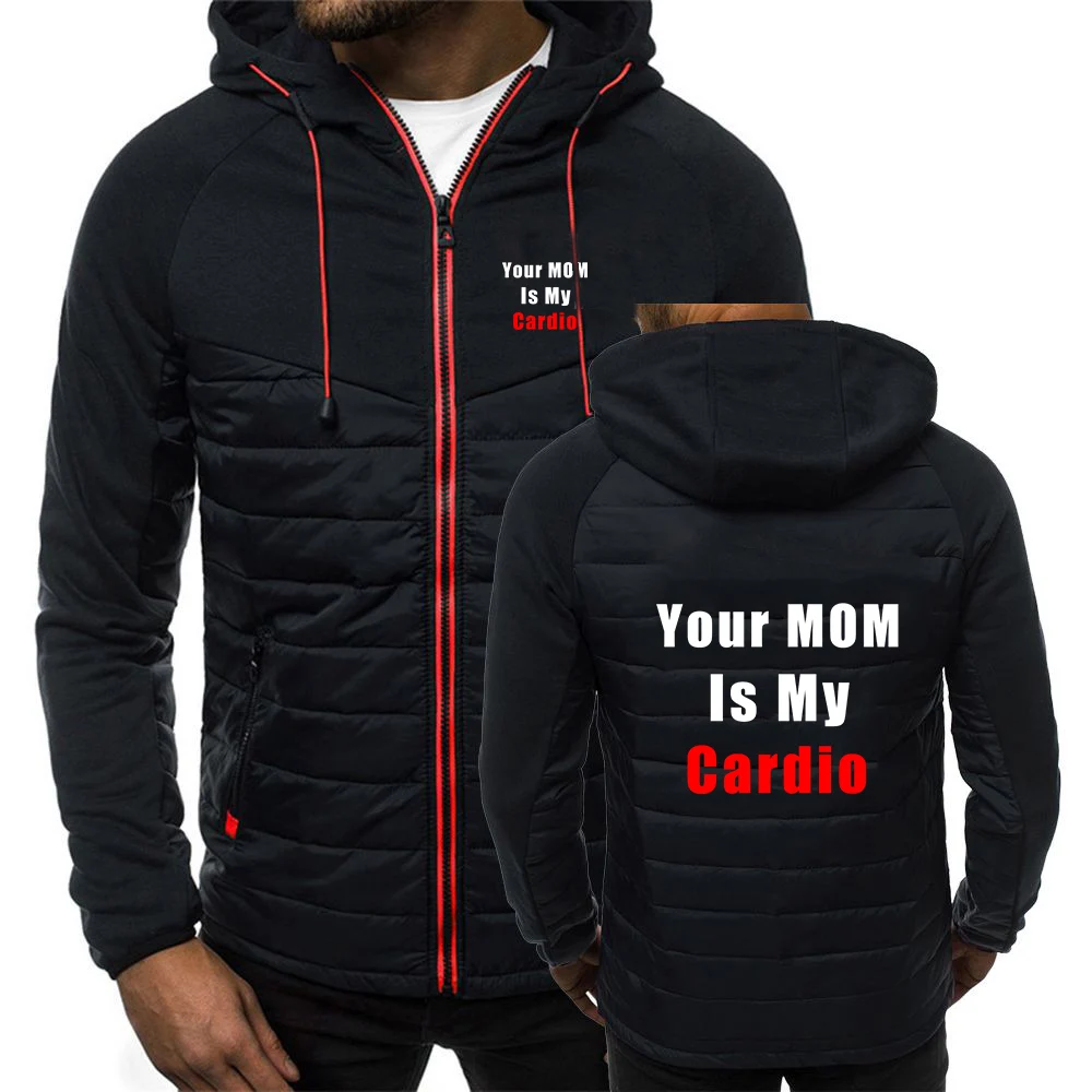 

Мужская теплая куртка с капюшоном на молнии, с принтом «2026 Your Mom Is My Cardio Gym», новая осенне-зимняя коллекция, модная, семицветная, с хлопковой подкладкой, в стиле Харадзюку