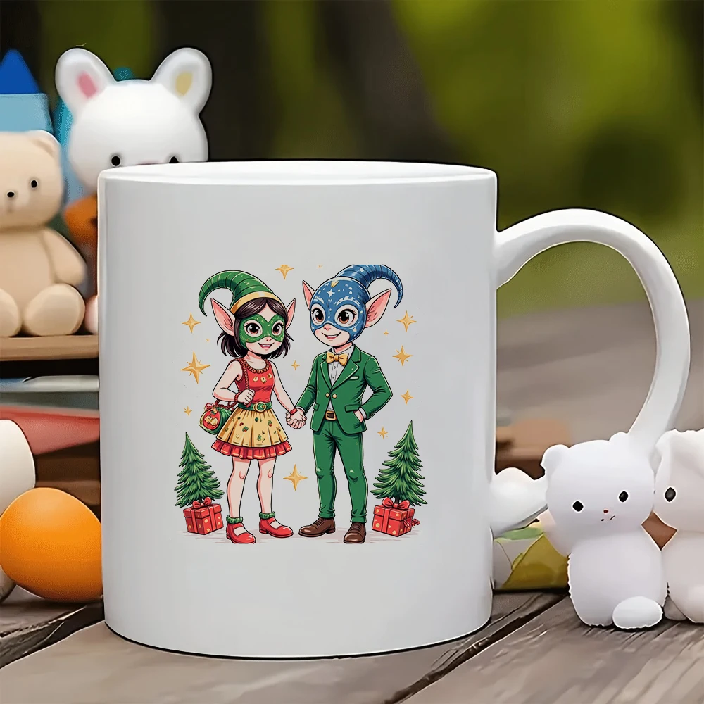 

11oz Cartoon Elf Christmas Mug + Kids Cup + Family Office Coffee Cup Christmas Gift Set