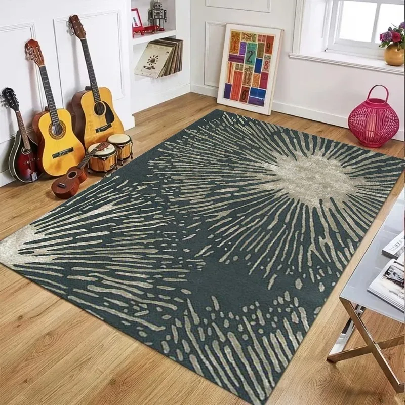Modern Abstract Sunburst Area Rug, Burst Pattern Floor Mat for Living Room Bedroom, Soft Non-Slip Washable Home Decor Carpet