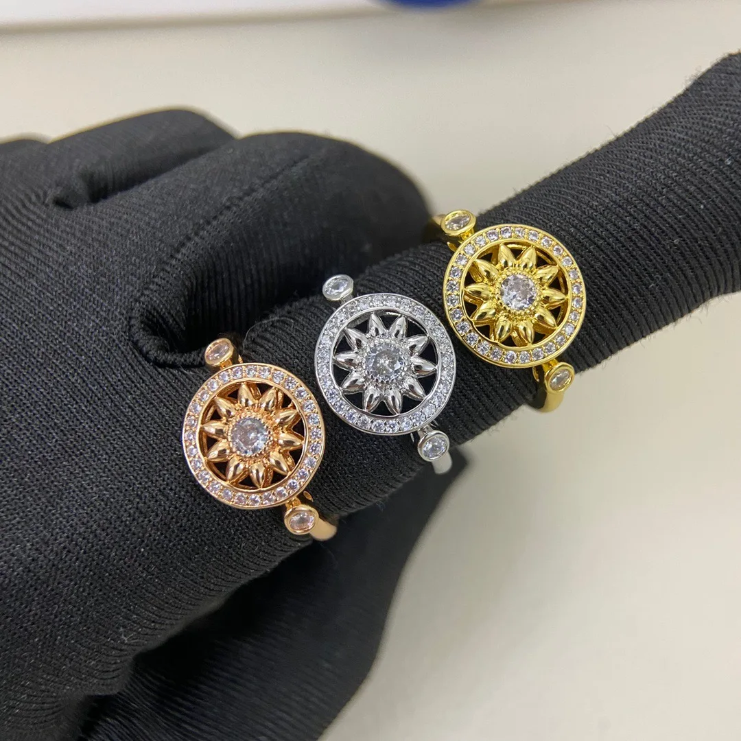 

French Luxury Romanesque Round Star Shape Luck Jewelry Fashion Women's Ring Silver High quality 5A Grade Zircon Exquisite Gift