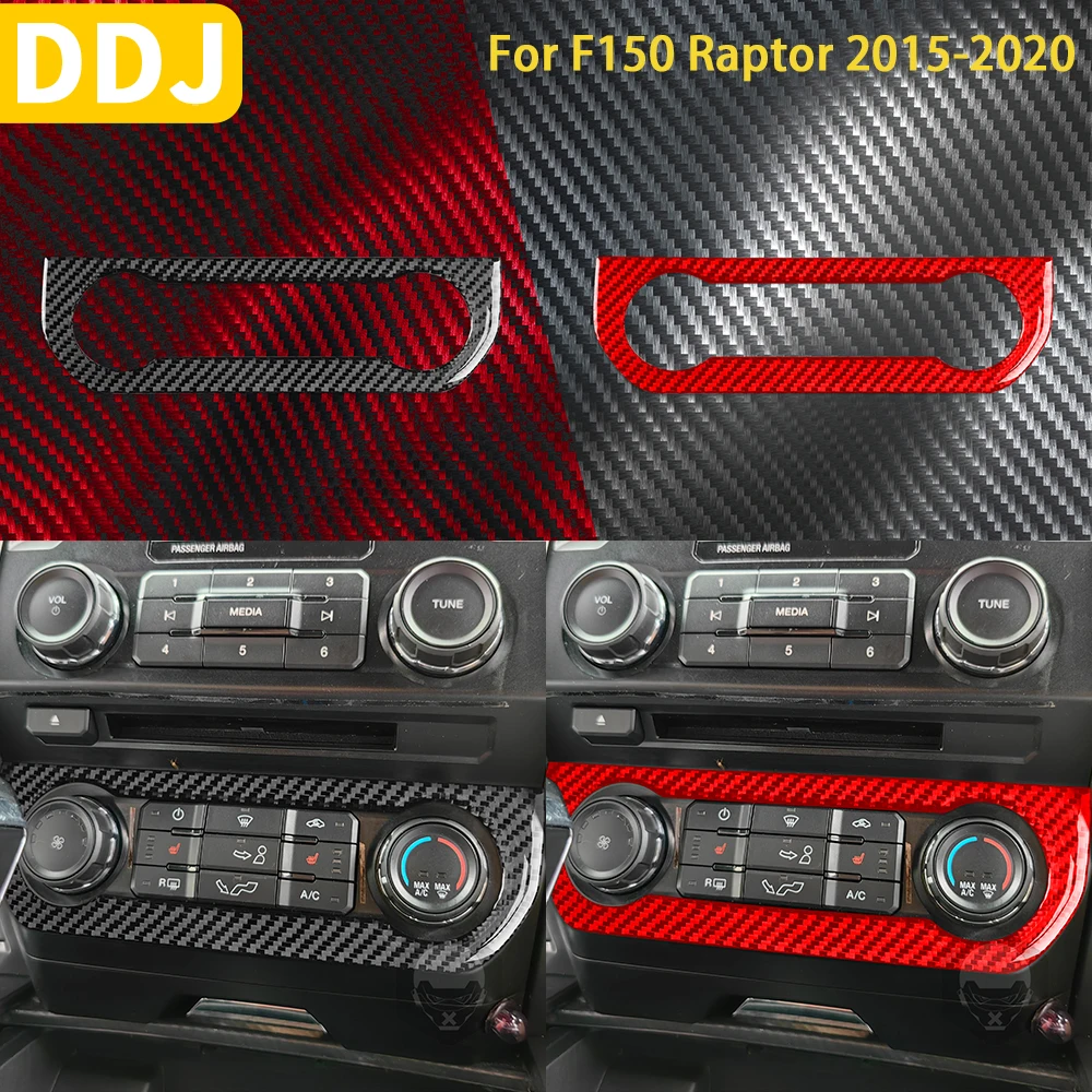 

For Ford F150 Raptor 2015-2020 Accessories Carbon Fiber Interior Air Conditioning Adjustment Panel Trim Strip Sticker Decoration