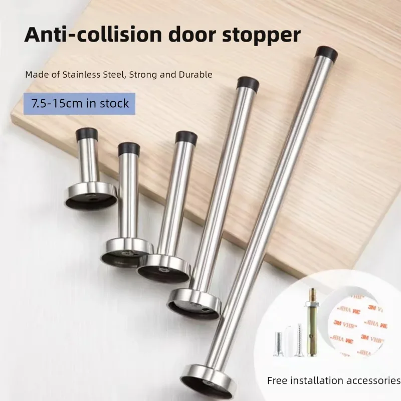 

Удлиненный напольный дверной стопор из нержавеющей стали с резиновым наконечником, защита для стен, для дома