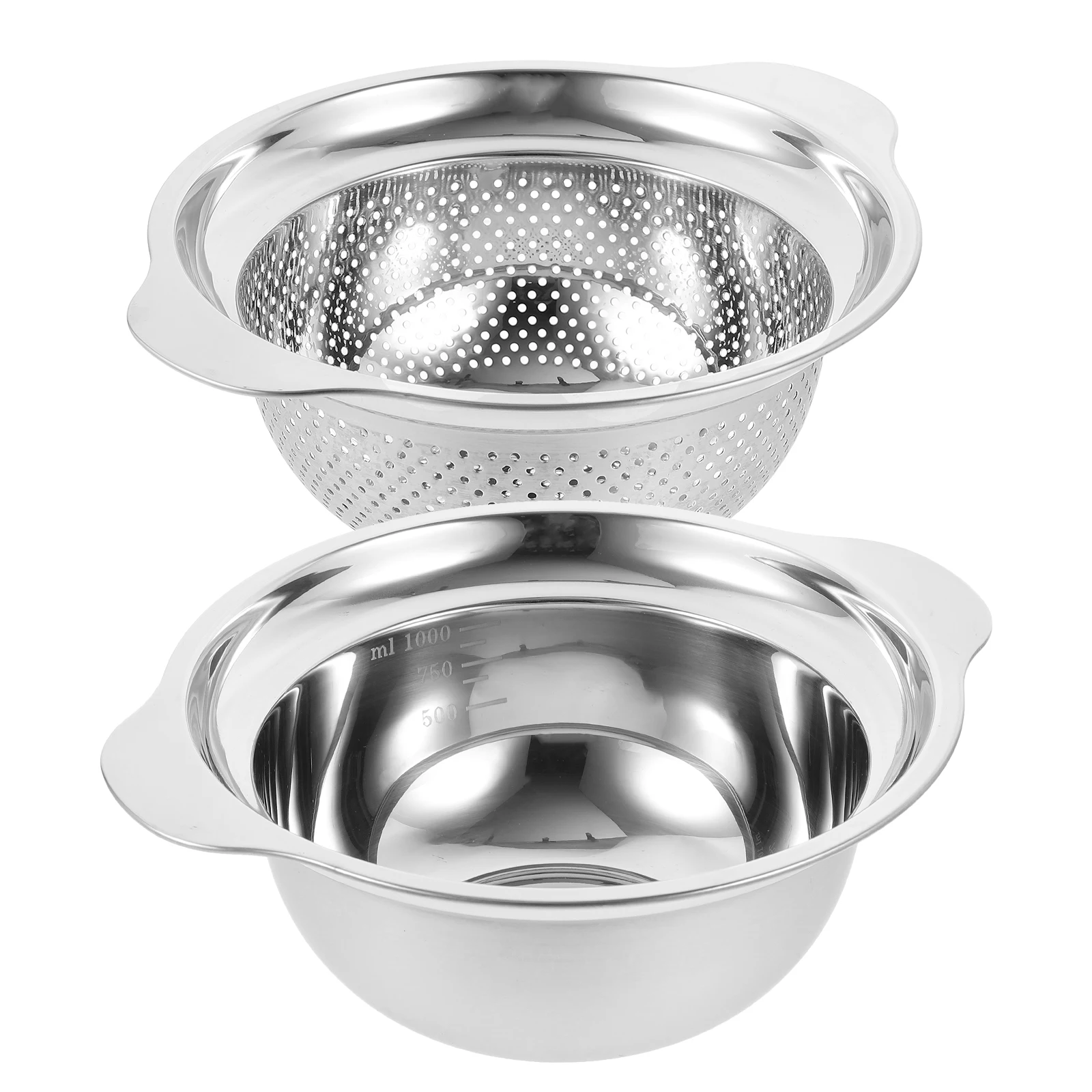 

1 set Stainless Steel Colander Drain Basin Multifunctional Strainer Bowl Kitchen Food Basket Set Safe Material Long Use Fruit
