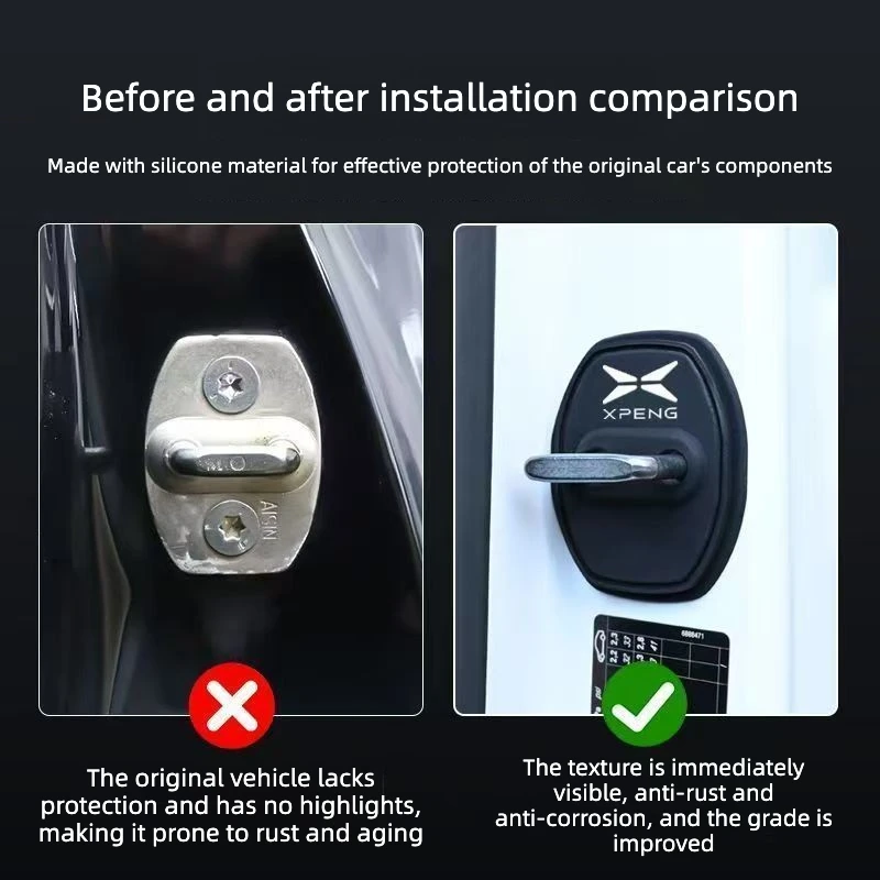 4Pcs Door Lock Latch Protector Cover Auto Emblem Guard Case For XPENG G6 G9 G7 P7 P7+ 2020‑2026 Exterior Styling Mod Accessories
