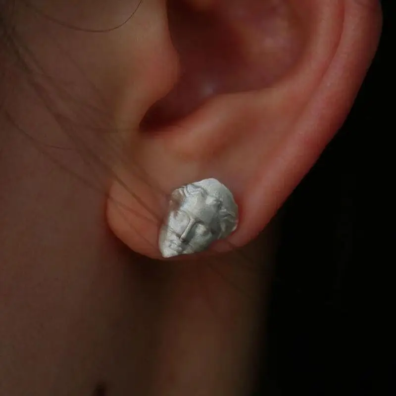 Vintage Carve Portrait Artemis Bow And Arrow Stud Earrings For Men Women Asymmetrical Earrings Jewelry Accessories