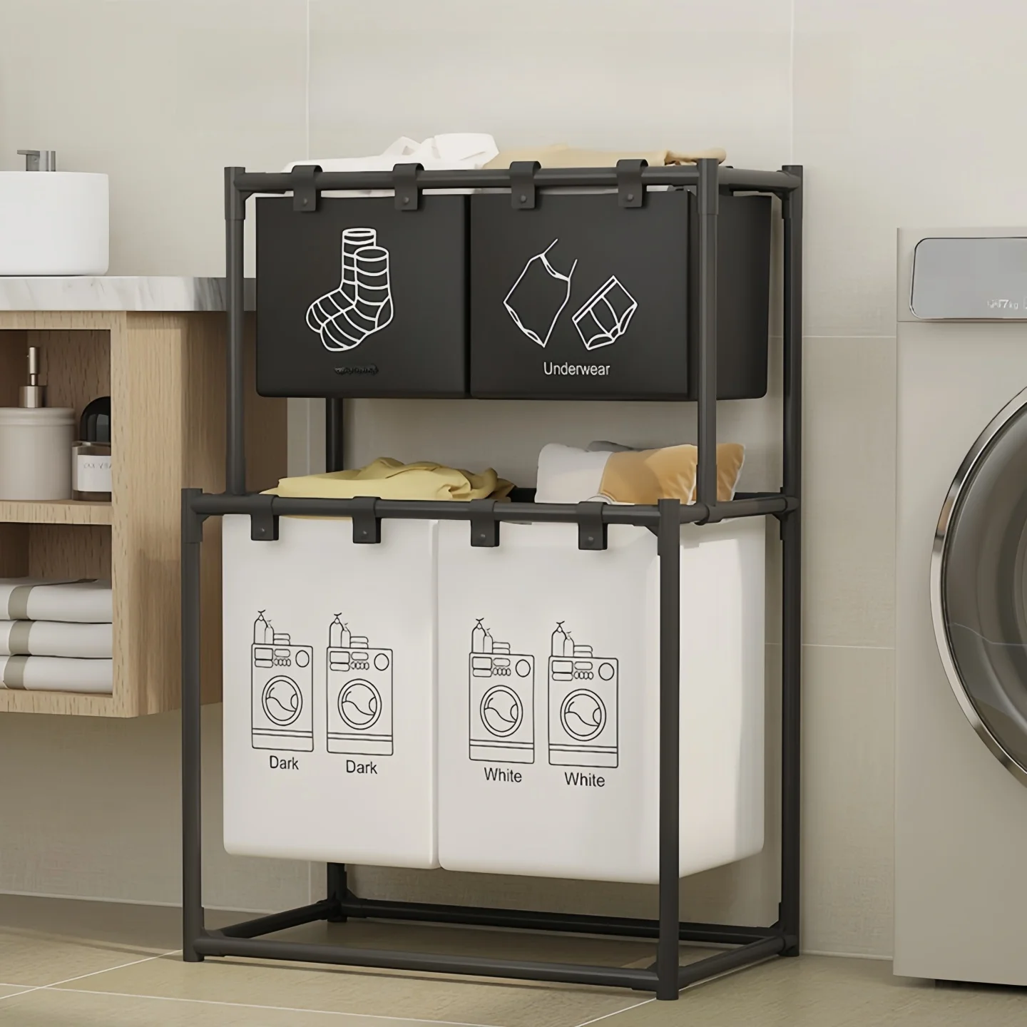 

Привлекательная корзина для белья для домашнего использования, многослойная корзина для стирки одежды Batoom Dir, корзина для белья для хранения одежды Dir