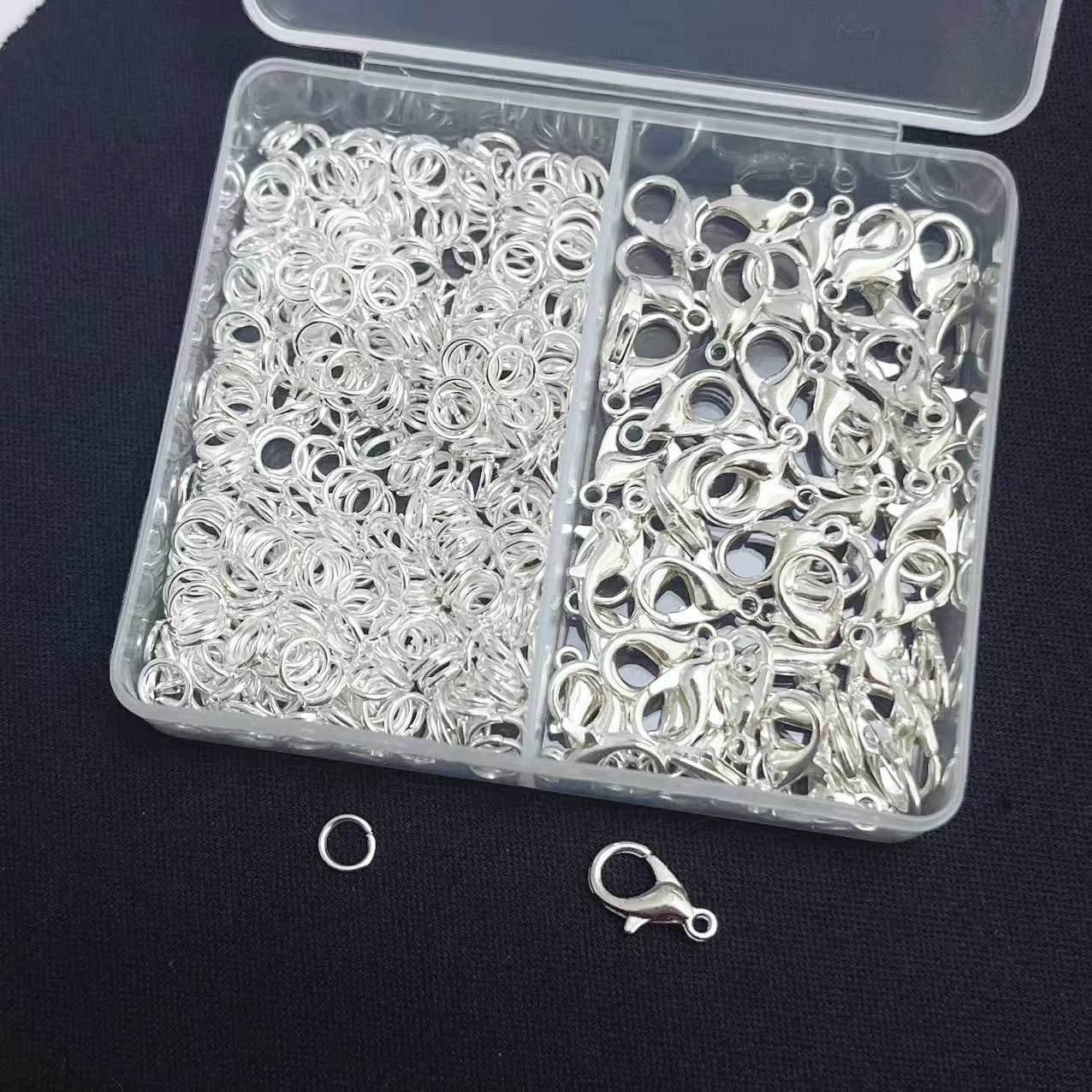 150pcs/box Silver Color Lobster Clasps And Open Rings Bracelets Necklaces Connector DIY Jewelry Making Accessories Supplies Kit