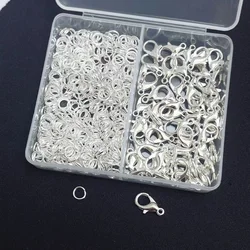 150pcs/box Silver Color Lobster Clasps And Open Rings Bracelets Necklaces Connector DIY Jewelry Making Accessories Supplies Kit