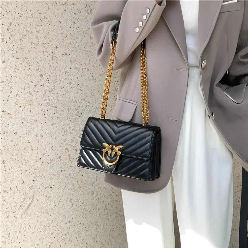 2025 Bolso de lujo de alta gama para mujer, elegante bolso de cuero, bolso cruzado de moda, bolso de hombro clásico, diseño
