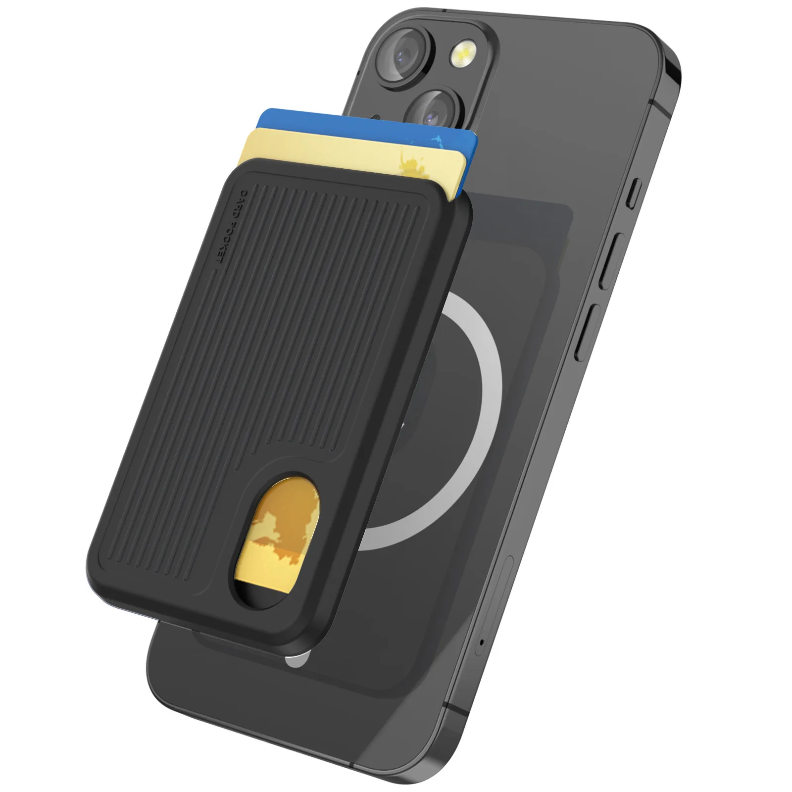 For Mobile Phone 15 Magnetic Silicone 16 Card Sleeve MagSafe Silicone Magnetic Absorption Card Bag Wallet Change Key