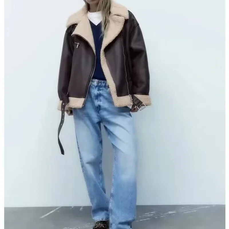 Jaet en fausse fourrure Double face pour femme, automne-hiver, nouveau cuir et fourrure intermédiaires Z, ligne droite, couleur Pure, 699