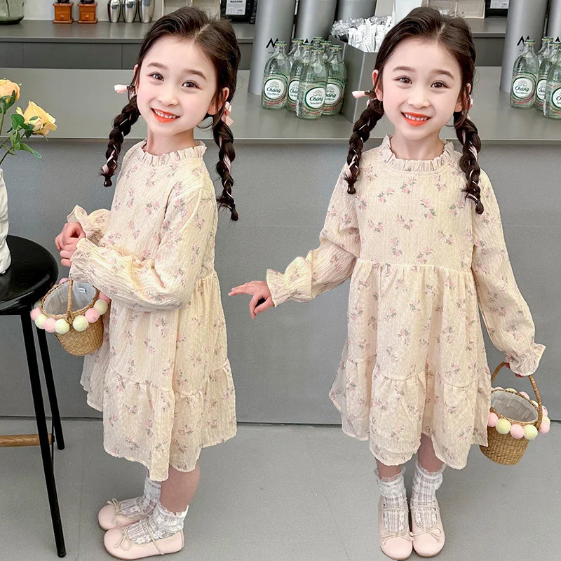 

Girl Dress Kids Party Birthday Evening Gown Cotton 2024 Floral Spring Autumn Sport Teenagers Outwear Flower Girl Dress Children