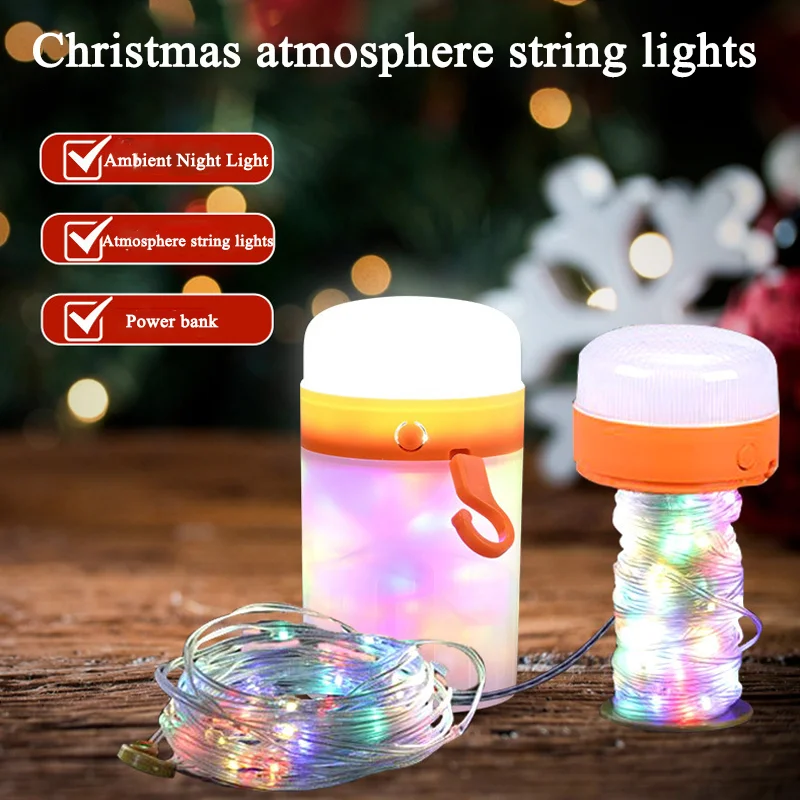 

LED Christmas Fairy Lights Holiday Decorative String Lights Rechargeable Camping Tent Lights Portable Ambient String Lamp