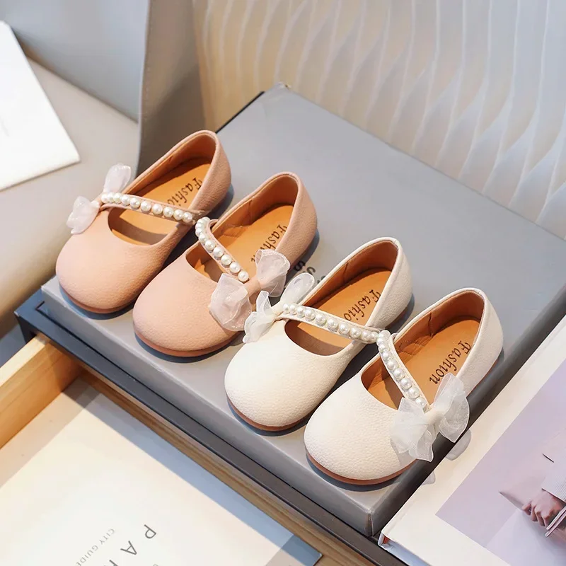 Little Girls Shoes Soft PU Leather Flats Kids Oxfords for Girl Rhinestone Beading Spring Autumn Girls Party Princess Shoes