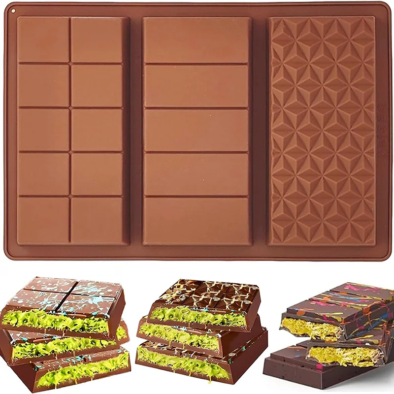 Molde de barra de Chocolate profundo, molde grueso de barra de Chocolate de pistacho de Dubái de silicona para barra rellena, molde grande de barra de dulces para relleno