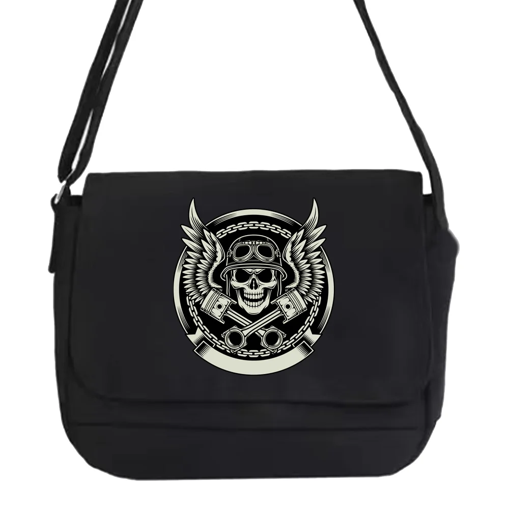 Women Large Capacity Crossbody Bag Youth Satchels Diagonal Cross Bag Casual Canvas Shoulder Messenger Bags Unisex Skull Series