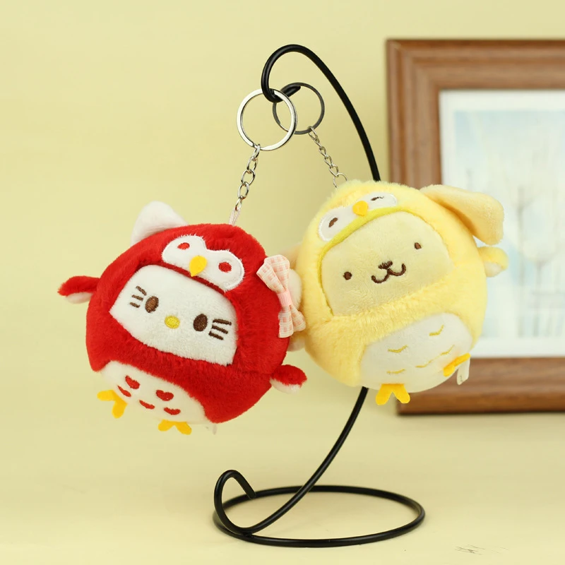 Simpatico gufo Sanrio peluche bambola giocattolo portachiavi fascino ciao Kitty melodia Cinnamoroll Kuromi portachiavi borsa ciondolo accessorio peluche regalo