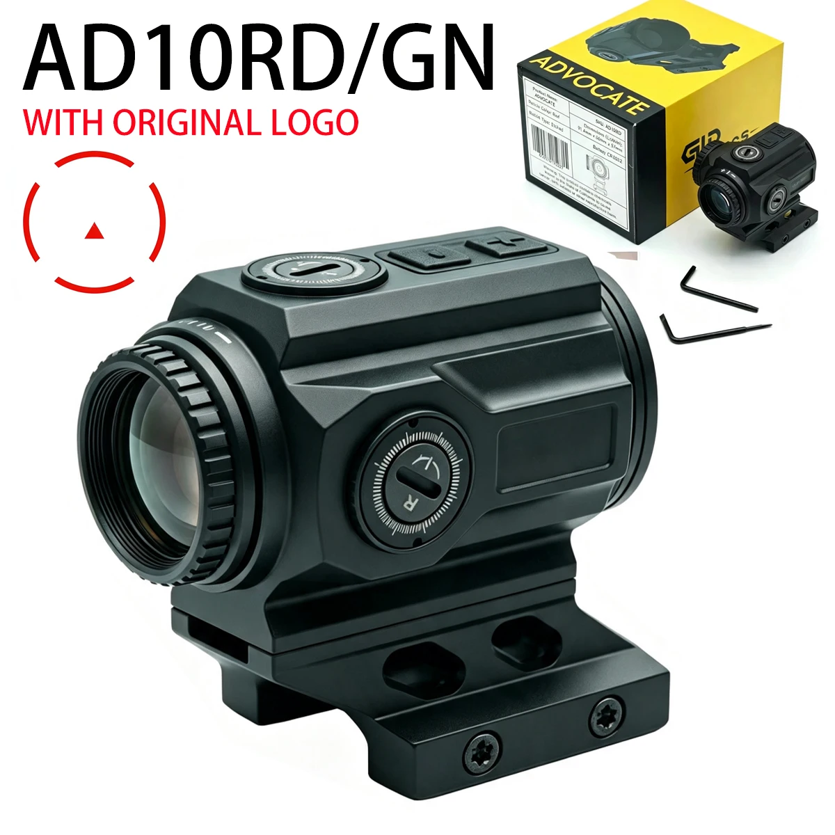 GI**ON Optics Advocate AD10RD 1X20 Prism Red Dot Sight Etched Reticle Shake Awake IPX7 Waterproof Rifle Scope W/ Original Logo