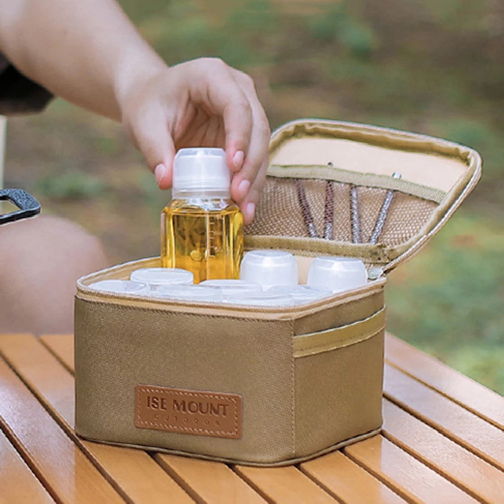 Camping Seasoning Bottle Set Storage Bag Portable Sealing Oil Bottle Large Capacity Condiment Jars Organizer for Camping Picnic