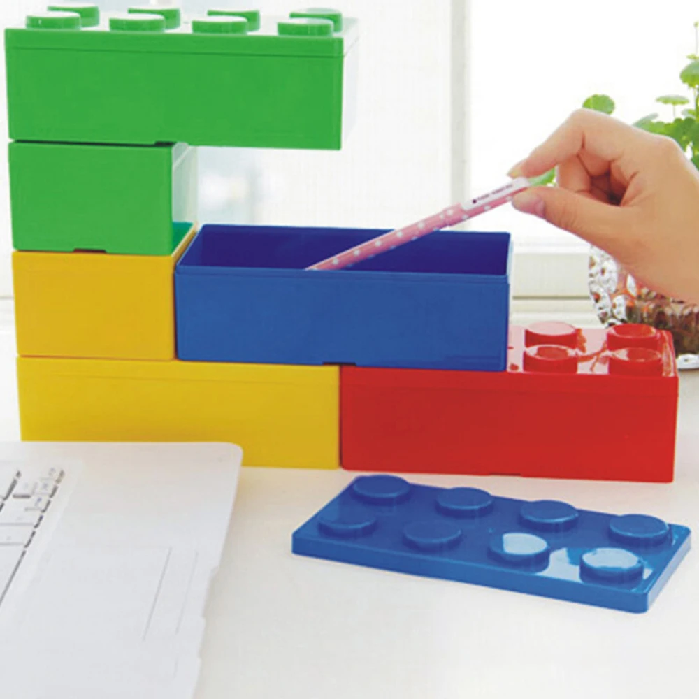 1Pc Creative Building Block Storage Box,Perfect For Office, Home And Educational Use，DIY building block storage box, stackable