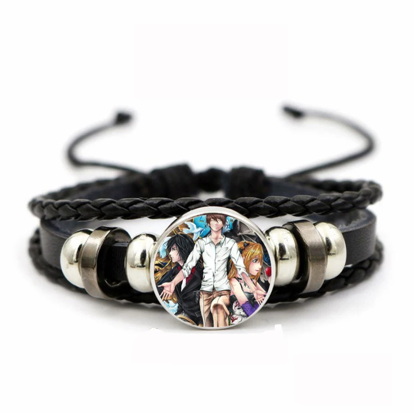 Tiener Verstelbare Polsband Sieraden Lederen Pu Geweven Armband Tijd Gem Polsbandje Voor Anime Death Note Gevlochten Armband