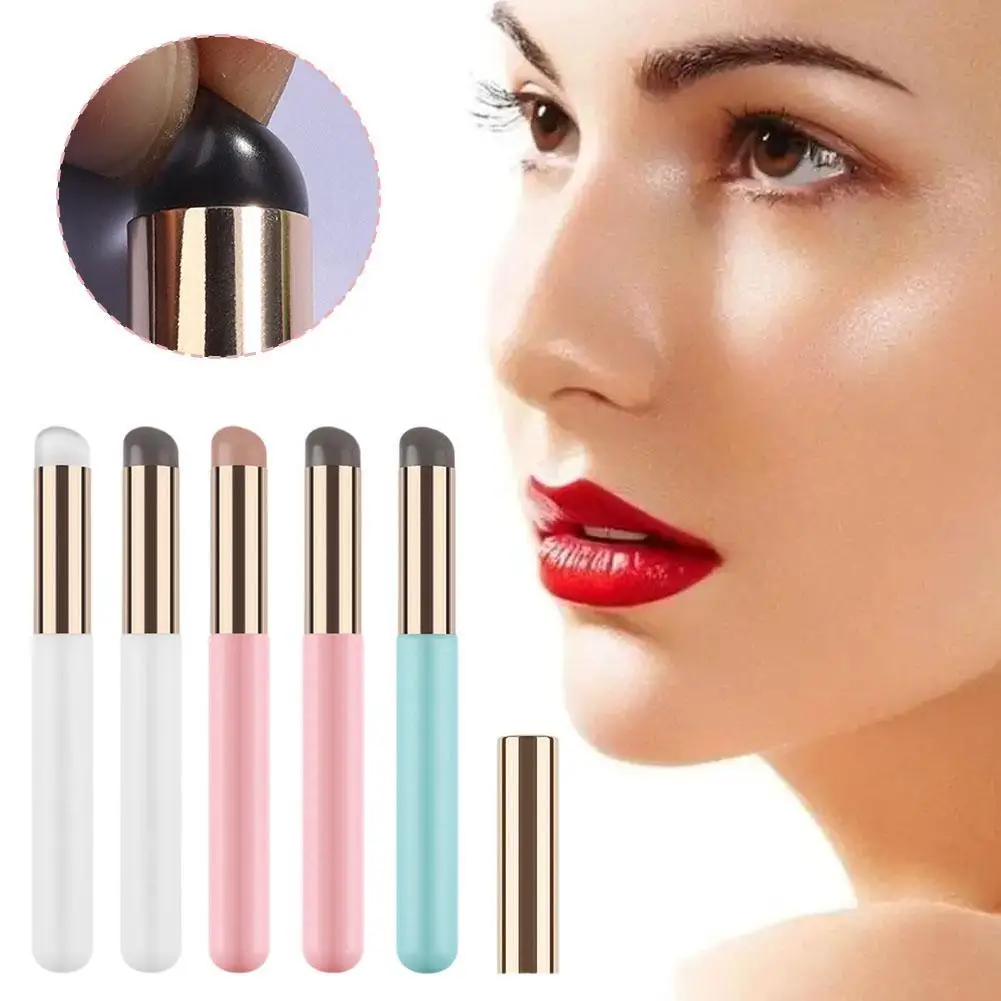 Pinceau Jules en silicone avec couvercle anti-poussière, pinceau rouge à lèvres correcteur, outils de maquillage de beauté portables, élastique doux Q