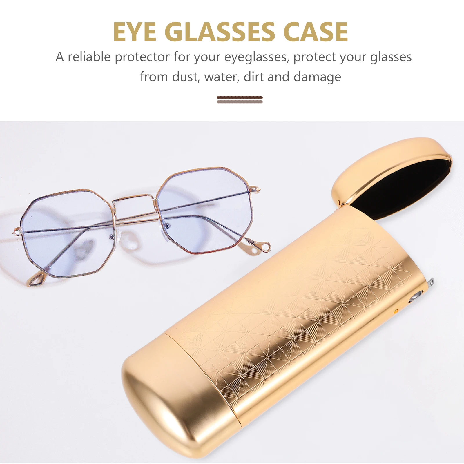 

Eyeglass Case Glasses Eyeglasses Hard Shell Cases Sunglasses Container Golden Aluminum
