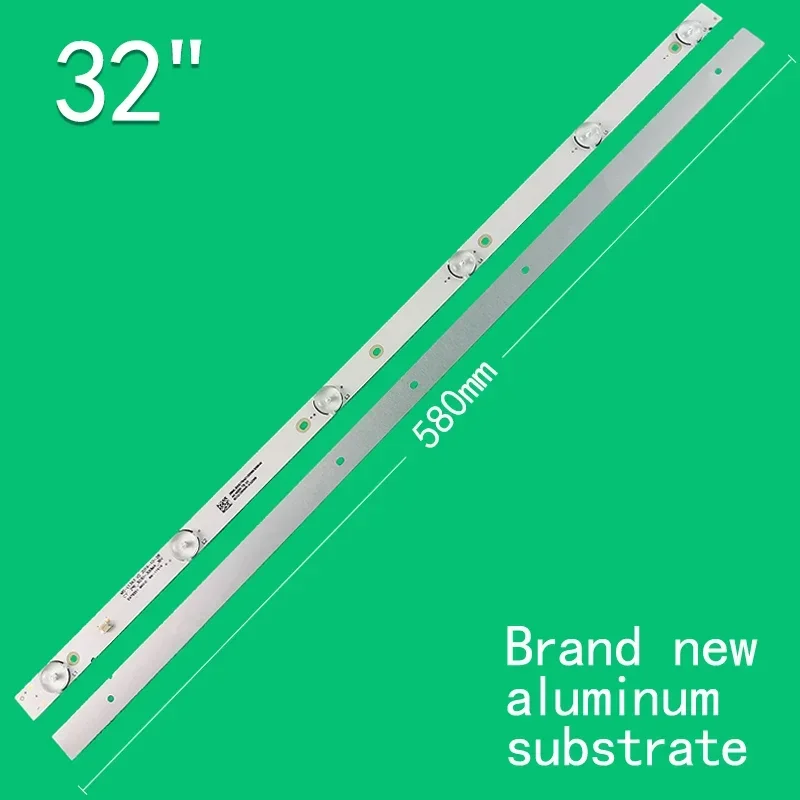 2 pezzi = 1 TV 6 led 6 V 580 mm per TV da 32 pollici JL.D 32061330 -081AS-M FZD-03 MS-L2202 MS-L1074 MS-L1343 V2 32PL13TC-SM 32PL13TC-SM