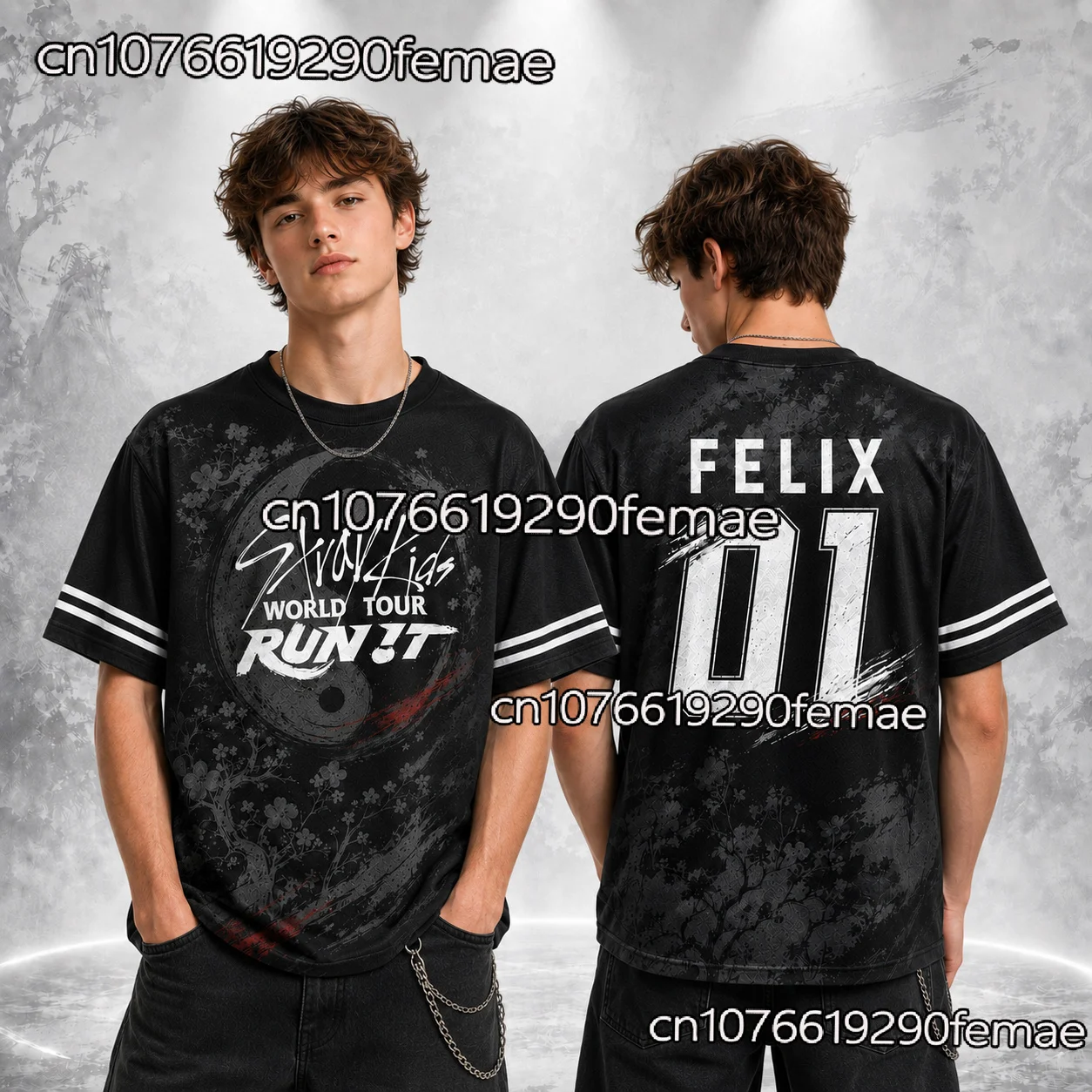 Street Fashion Kpop - 2026年新作 STRAYKIDS RUN IT マーチ ユニセックス半袖Tシャツ