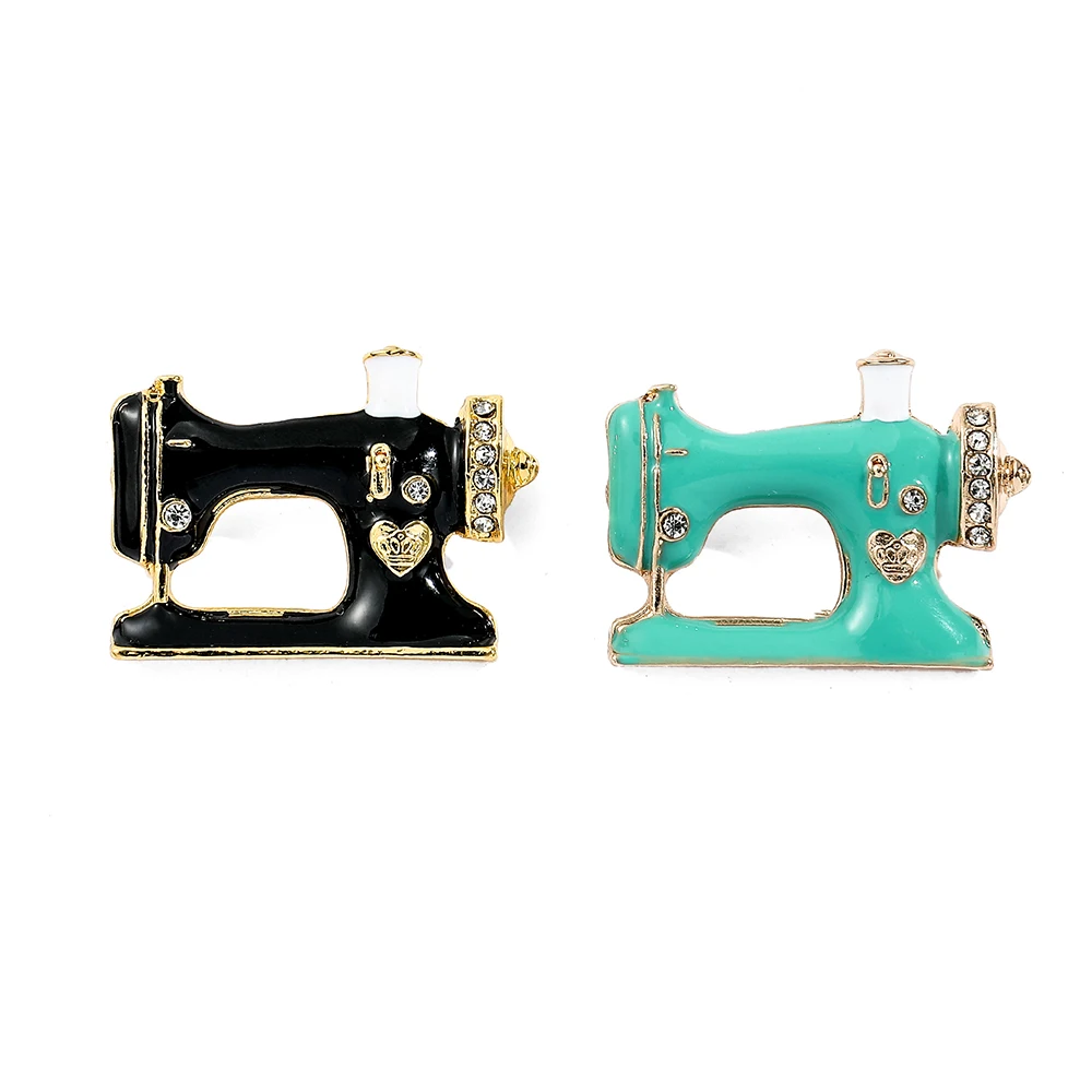 Creative Women Girls Sewing Machine Brooch Blue Enamel Brooches Jewelry Hijab Pin For Collar Suit Scarf Decoration Accessories