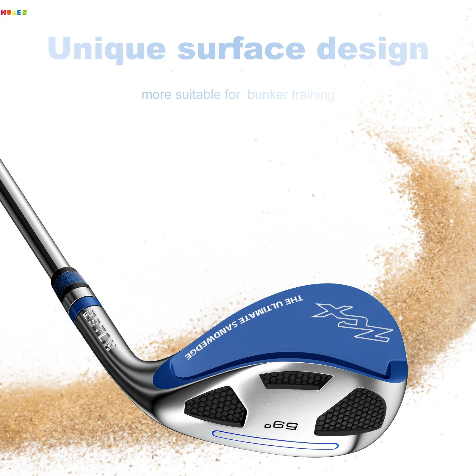 HUAEN Tour Pro Golf Wedge Set Men's Right Handed 55 Gap 59 Sand 65 Lob Stainless Steel 478g Satin/Black Finish Training